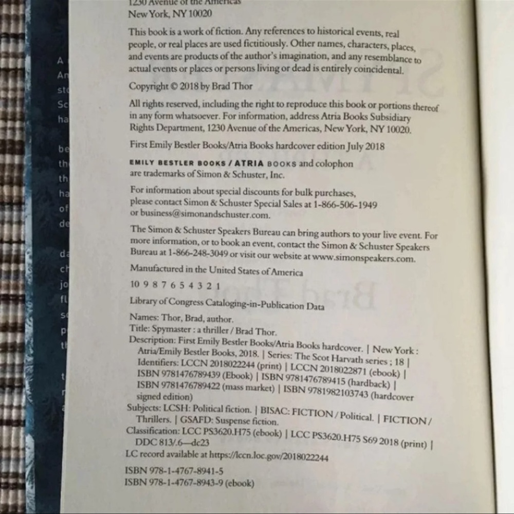 Spy Master Hardcover Book By: Brad Thor - Picture 7 of 8
